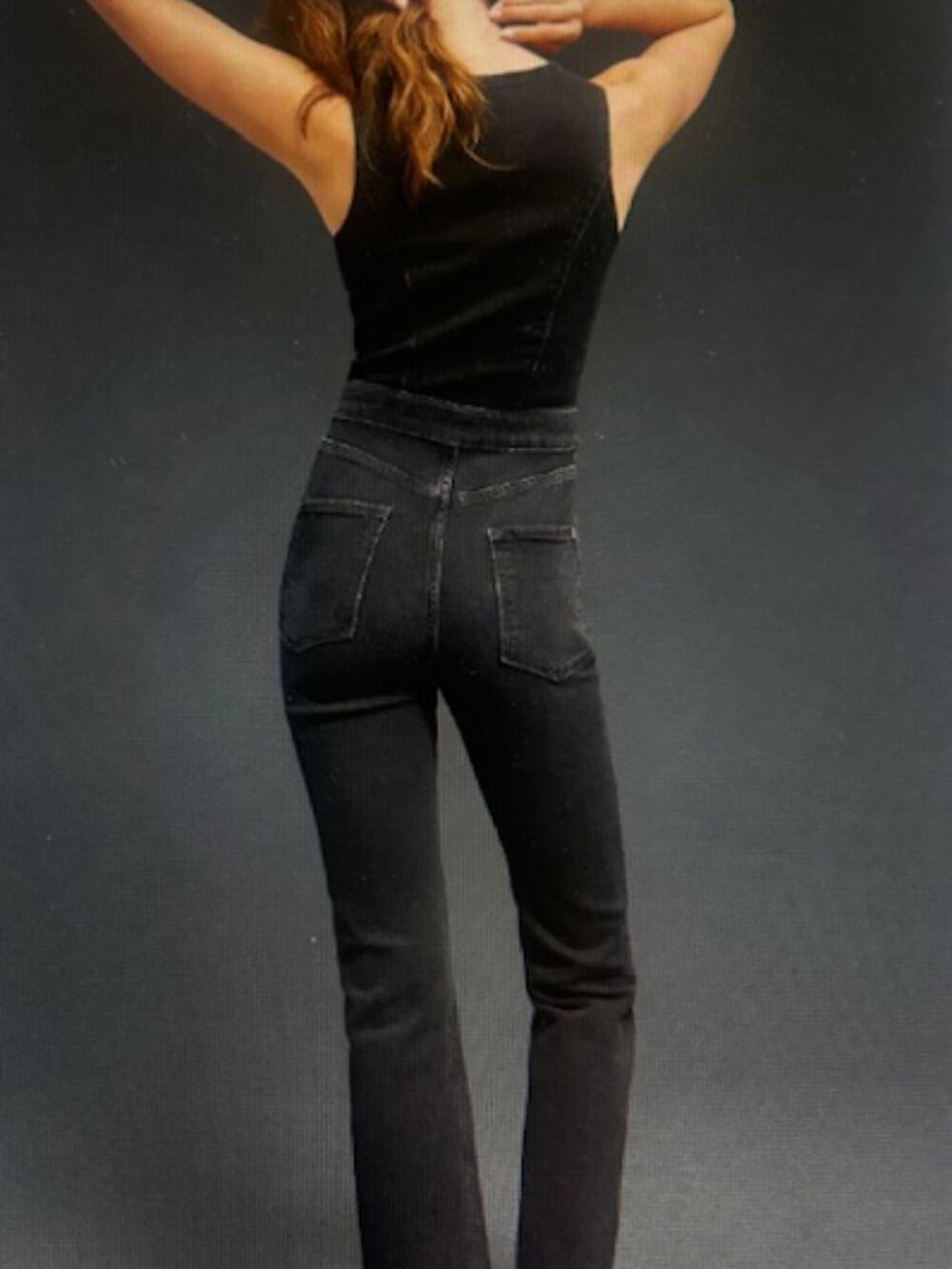 Anthropologie x Pilcro Rich Black Denim Button Down Fitted V Neck Jumpsuit NWT - Picture 2 of 16
